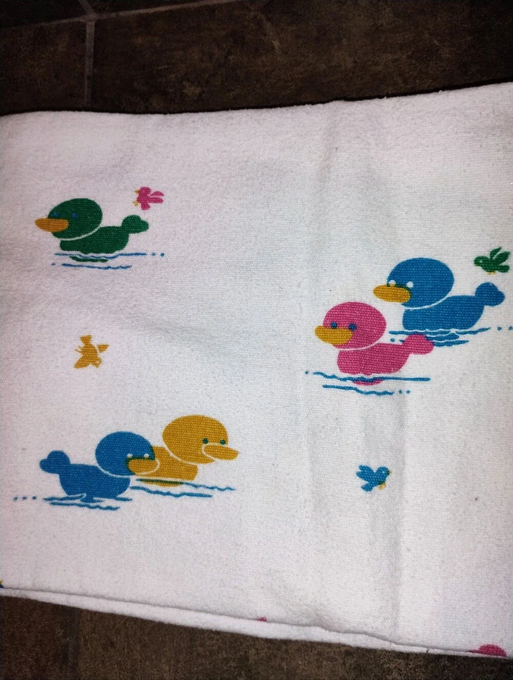 Vintage Hospital Receiving Blanket Unisex Colors Blue Pink Yellow Green Ducks